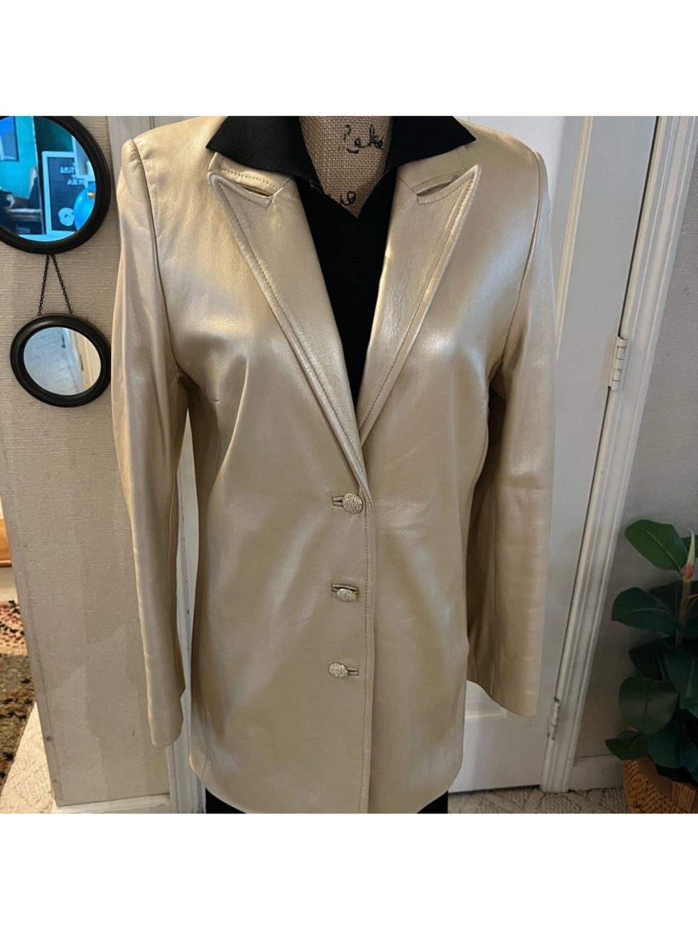 St. John Sport by Marie Gray Metallic gold Leather Blazer